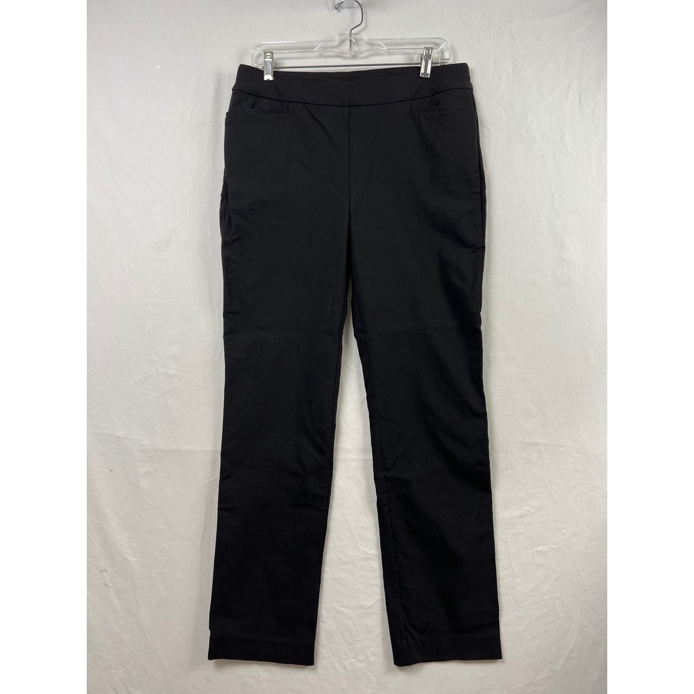 Chico's 1R Straight Leg Pants Women 8R Black Pull On Stretch Workwear Trouser
